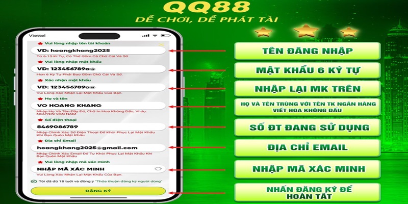 Đăng ký QQ88 dễ dàng và nhận thưởng ngay tức thì